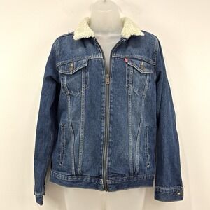 Levi's Trucker Jacket Women's L Sherpa Collar Full Zip Western Country Denim